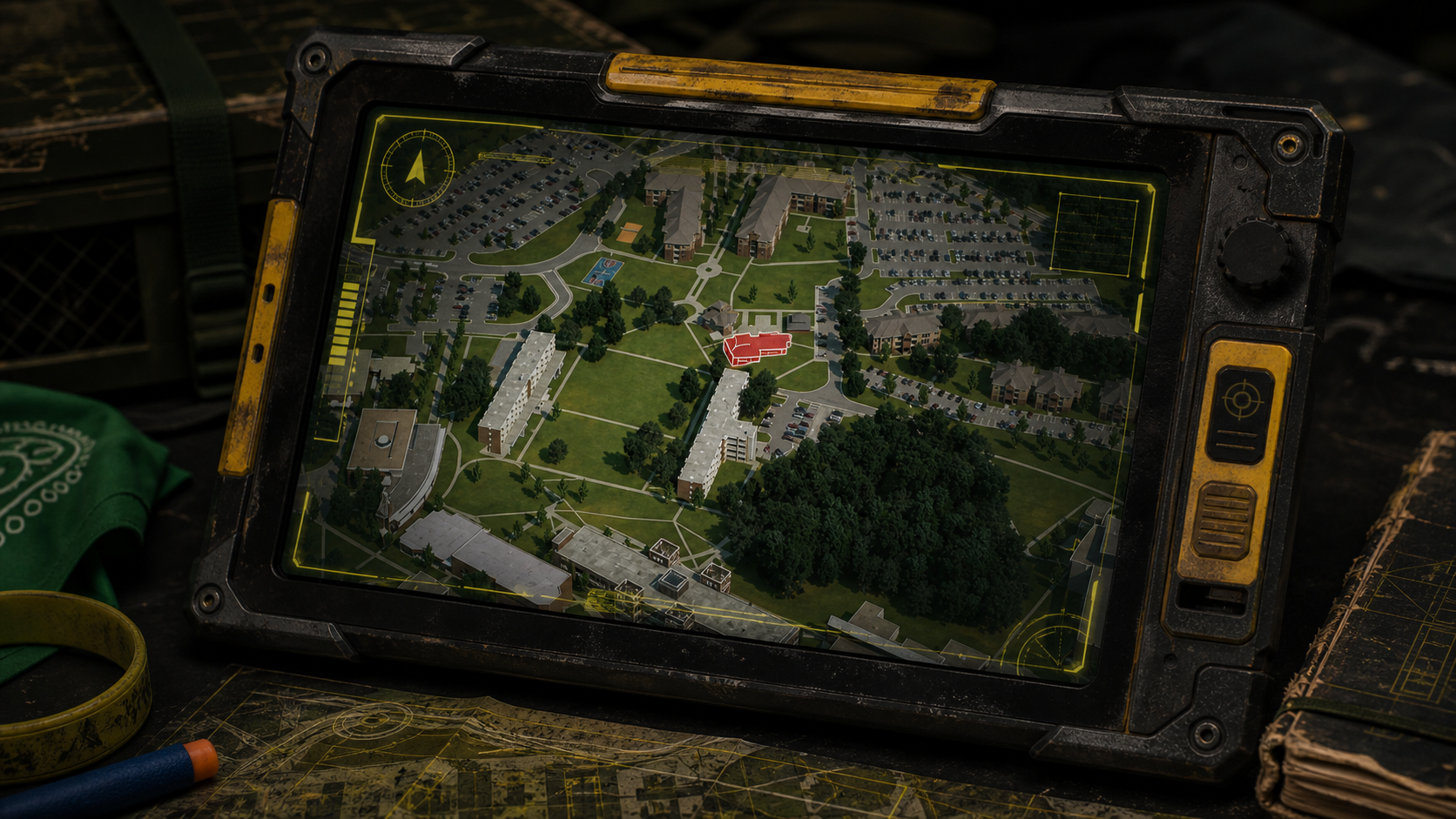 HVZ-style GPS device highlighting the KSU Marietta Housing Office on a campus map
