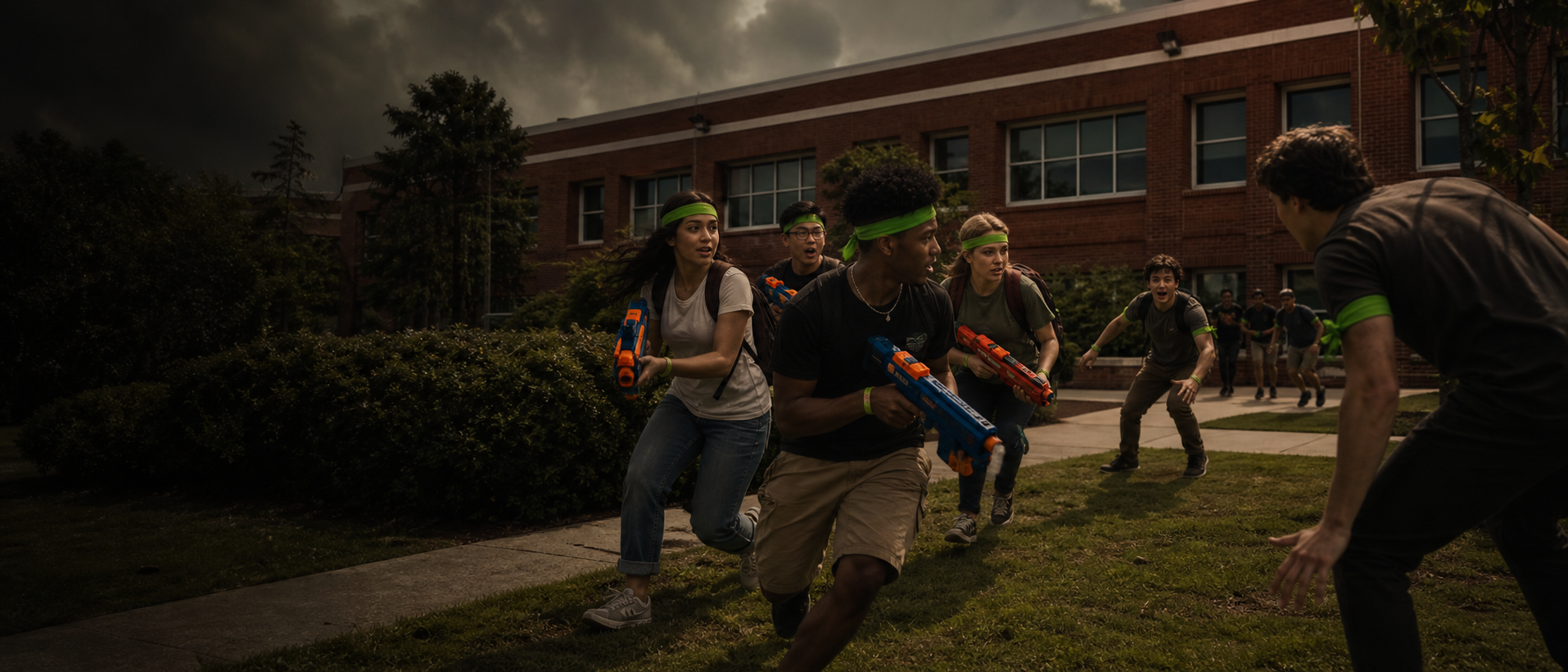 KSU Humans vs Zombies players on the Marietta Campus